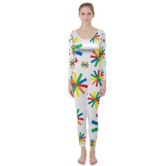 Celebrate Pattern Colorful Design Long Sleeve Catsuit by Pakrebo