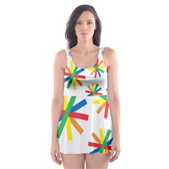 Celebrate Pattern Colorful Design Skater Dress Swimsuit by Pakrebo