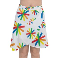 Celebrate Pattern Colorful Design Chiffon Wrap Front Skirt by Pakrebo