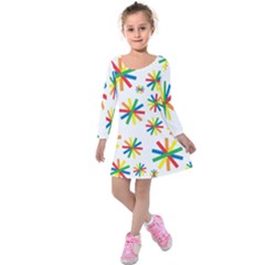 Celebrate Pattern Colorful Design Kids  Long Sleeve Velvet Dress by Pakrebo