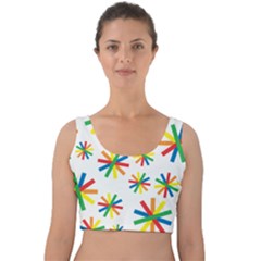 Celebrate Pattern Colorful Design Velvet Crop Top by Pakrebo