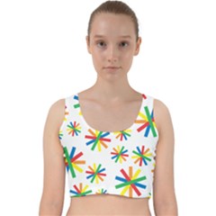 Celebrate Pattern Colorful Design Velvet Racer Back Crop Top by Pakrebo