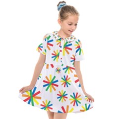 Celebrate Pattern Colorful Design Kids  Short Sleeve Shirt Dress by Pakrebo