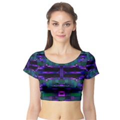 Abstract Pattern Desktop Wallpaper Short Sleeve Crop Top by Pakrebo