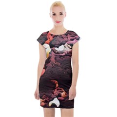 Texture Art Design Pattern Cap Sleeve Bodycon Dress