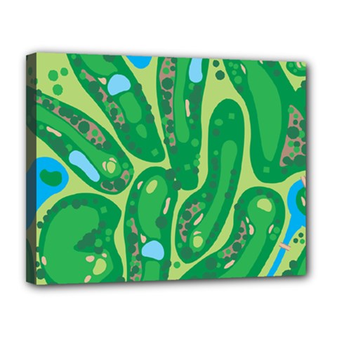 Golf Course Par Golf Course Green Canvas 14  X 11  (stretched) by Pakrebo