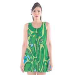 Golf Course Par Golf Course Green Scoop Neck Skater Dress by Pakrebo