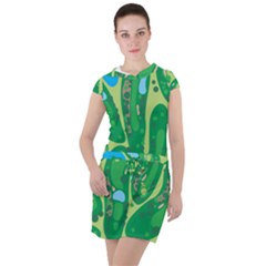 Golf Course Par Golf Course Green Drawstring Hooded Dress