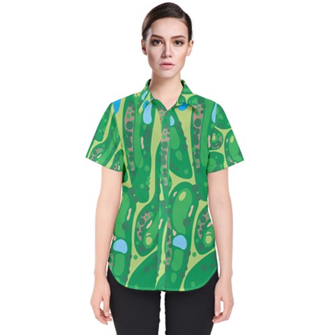 Golf Course Par Golf Course Green Women s Short Sleeve Shirt by Pakrebo