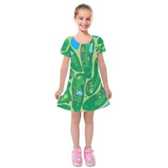 Golf Course Par Golf Course Green Kids  Short Sleeve Velvet Dress by Pakrebo