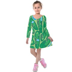 Golf Course Par Golf Course Green Kids  Long Sleeve Velvet Dress by Pakrebo