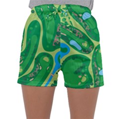 Golf Course Par Golf Course Green Sleepwear Shorts by Pakrebo