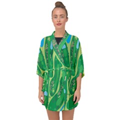 Golf Course Par Golf Course Green Half Sleeve Chiffon Kimono by Pakrebo