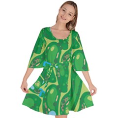 Golf Course Par Golf Course Green Velour Kimono Dress by Pakrebo