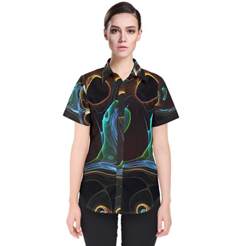 Abstract Background Pattern Women s Short Sleeve Shirt by Pakrebo