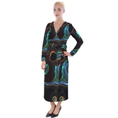 Abstract Background Pattern Velvet Maxi Wrap Dress