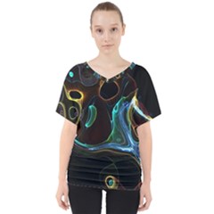 Abstract Background Pattern V-neck Dolman Drape Top by Pakrebo