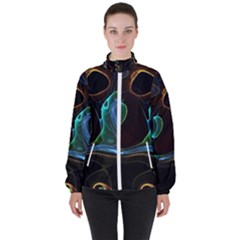 Abstract Background Pattern High Neck Windbreaker (women)