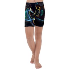 Abstract Background Pattern Kids  Lightweight Velour Capri Yoga Leggings by Pakrebo