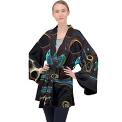 Abstract Background Pattern Velvet Kimono Robe