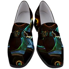 Abstract Background Pattern Women s Chunky Heel Loafers