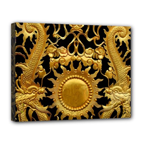 Golden Sun Gold Decoration Wall Canvas 14  X 11  (stretched) by Pakrebo