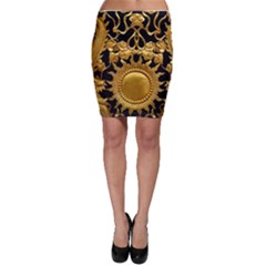 Golden Sun Gold Decoration Wall Bodycon Skirt by Pakrebo