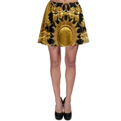 Golden Sun Gold Decoration Wall Skater Skirt by Pakrebo