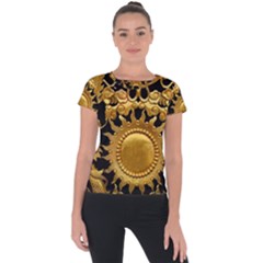 Golden Sun Gold Decoration Wall Short Sleeve Sports Top  by Pakrebo