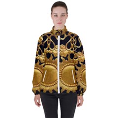 Golden Sun Gold Decoration Wall High Neck Windbreaker (women) by Pakrebo