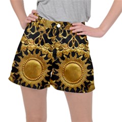 Golden Sun Gold Decoration Wall Stretch Ripstop Shorts by Pakrebo