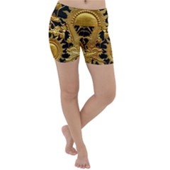 Golden Sun Gold Decoration Wall Lightweight Velour Yoga Shorts by Pakrebo