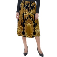 Golden Sun Gold Decoration Wall Classic Velour Midi Skirt  by Pakrebo