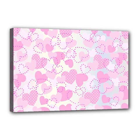 Valentine Background Hearts Bokeh Canvas 18  X 12  (stretched) by Pakrebo