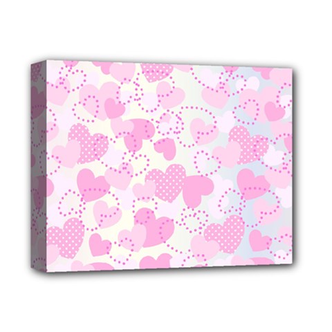 Valentine Background Hearts Bokeh Deluxe Canvas 14  X 11  (stretched) by Pakrebo