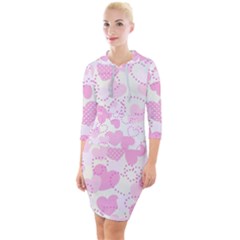 Valentine Background Hearts Bokeh Quarter Sleeve Hood Bodycon Dress