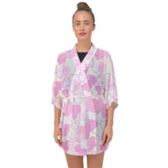 Valentine Background Hearts Bokeh Half Sleeve Chiffon Kimono