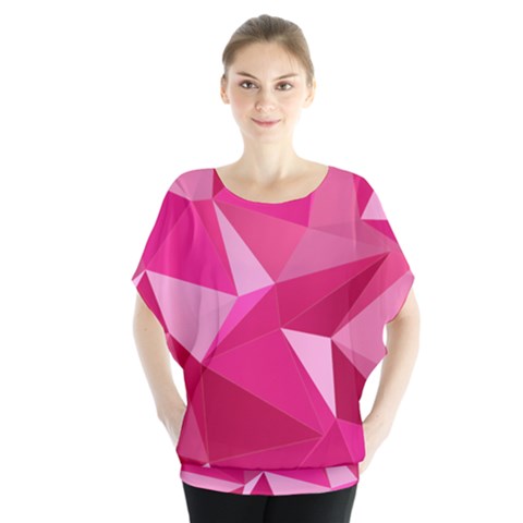 Pattern Halftone Geometric Batwing Chiffon Blouse by Pakrebo