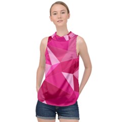 Pattern Halftone Geometric High Neck Satin Top