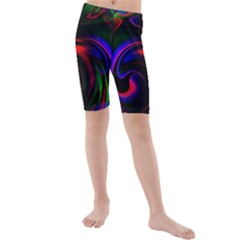 Swirl Background Design Colorful Kids  Mid Length Swim Shorts by Pakrebo