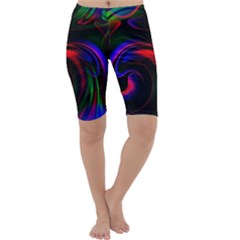 Swirl Background Design Colorful Cropped Leggings  by Pakrebo