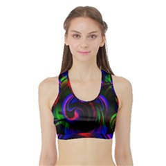 Swirl Background Design Colorful Sports Bra With Border by Pakrebo