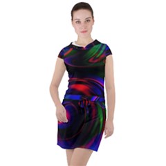 Swirl Background Design Colorful Drawstring Hooded Dress