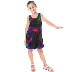 Swirl Background Design Colorful Kids  Sleeveless Dress by Pakrebo