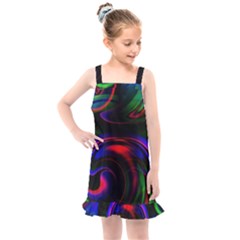 Swirl Background Design Colorful Kids  Overall Dress by Pakrebo