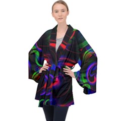 Swirl Background Design Colorful Velvet Kimono Robe