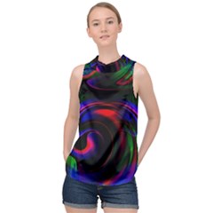 Swirl Background Design Colorful High Neck Satin Top