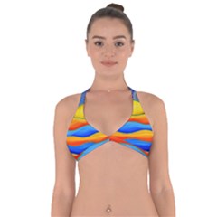 Paint Painting Landscape Scene Halter Neck Bikini Top by Pakrebo