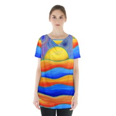 Paint Painting Landscape Scene Skirt Hem Sports Top by Pakrebo