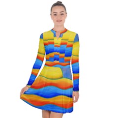 Paint Painting Landscape Scene Long Sleeve Panel Dress by Pakrebo